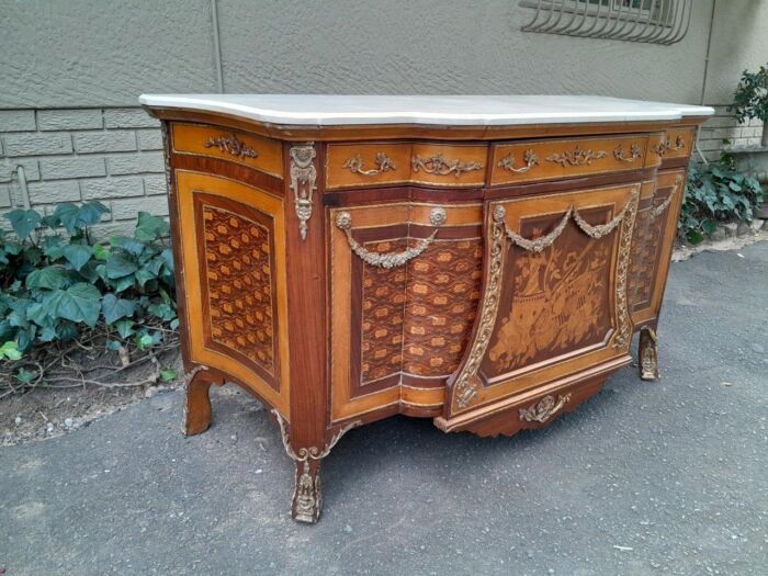 A French Louis XVI Style Server with Marble Top & Brass Ormolu Mounts - Image 4