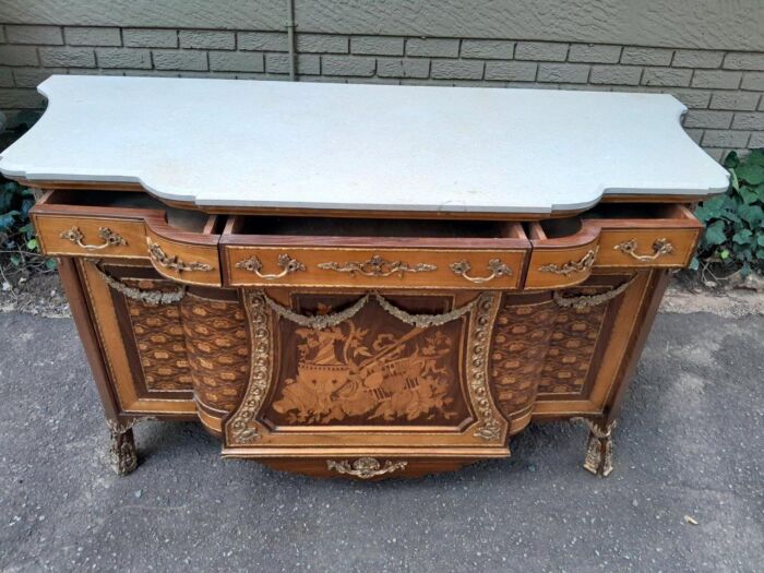 A French Louis XVI Style Server with Marble Top & Brass Ormolu Mounts - Image 9