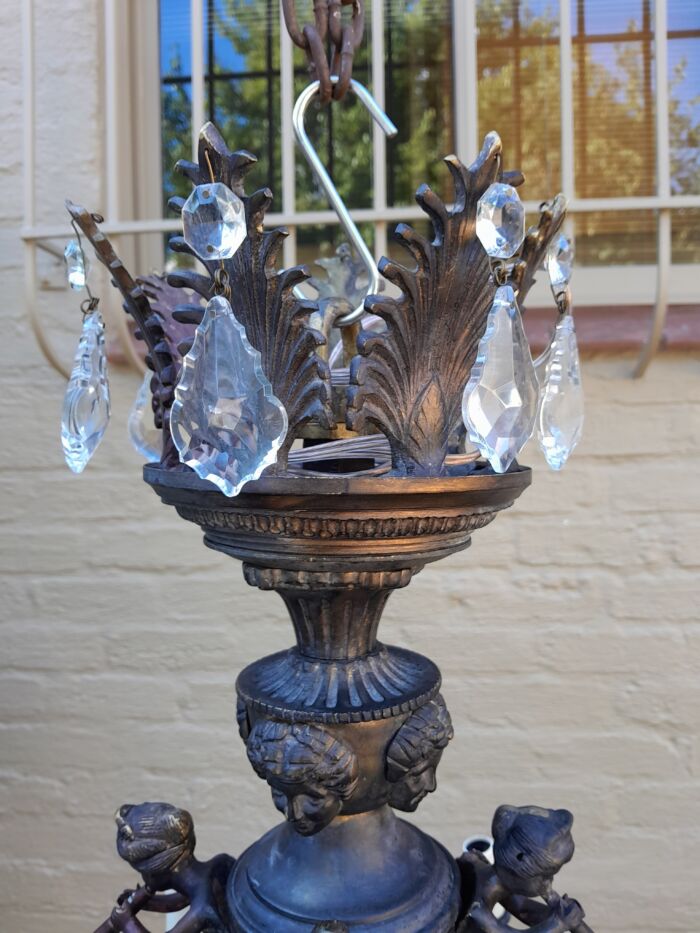 A 20th Century French Style Brass and Crystal Chandelier with Brass and Crystals - Image 7