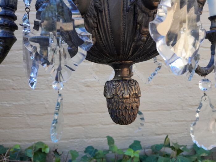 A 20th Century French Style Brass and Crystal Chandelier with Brass and Crystals - Image 8