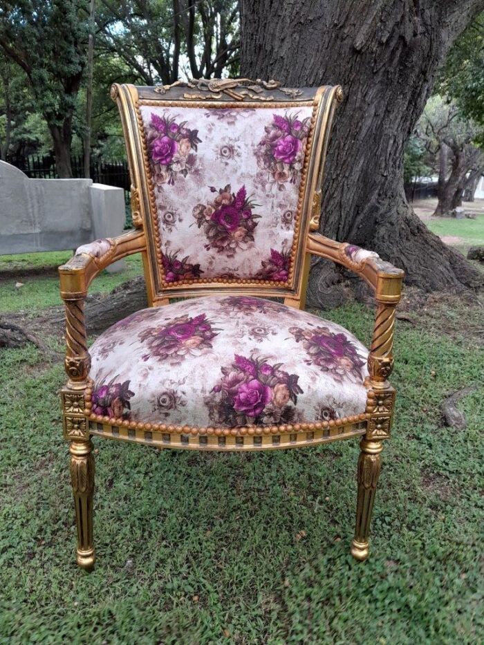 A Pair Of 20th Century French Louis XVI Styled Ornately Carved And Gilded Fautelli Chairs (various upholstery options - please specify your preference) - Image 8