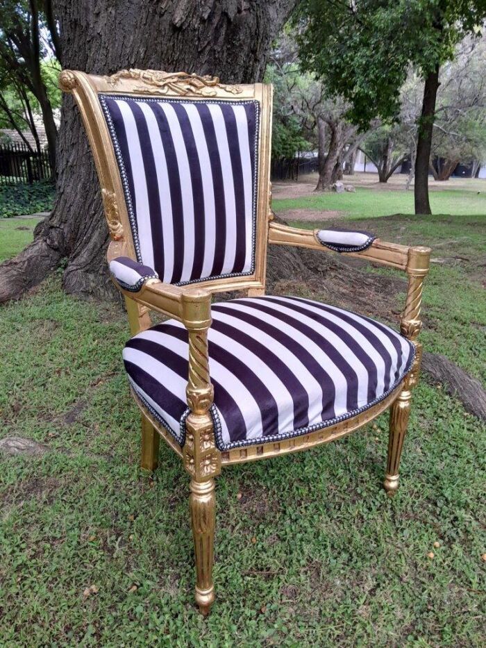 A Pair Of 20th Century French Louis XVI Styled Ornately Carved And Gilded Fautelli Chairs (various upholstery options - please specify your preference) - Image 4