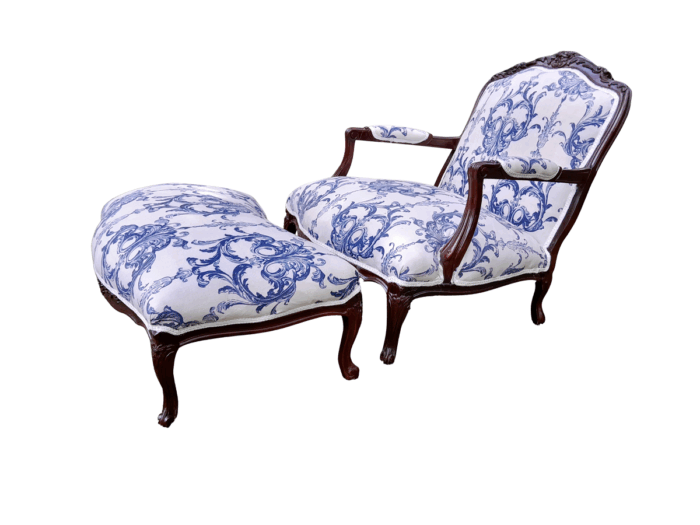 A 20th Century French Style Carved And Hand-Gilded Arm Chair With Foot-Rest