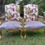 A 20th Century French Style Pair Of Carved Gilt Wood High-Back Occasional Armchairs