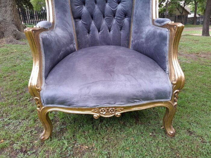 A Pair Of French Style Carved And Gilded Wood & Rattan Dome / Canopy Chairs (Dome Modelled On The Famous Louis XV Chair) - Image 11