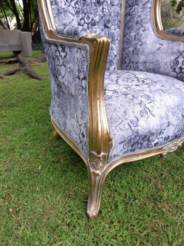 A Pair Of French Style Carved And Gilded Wood & Rattan Dome / Canopy Chairs (Dome Modelled On The Famous Louis XV Chair) - Image 17