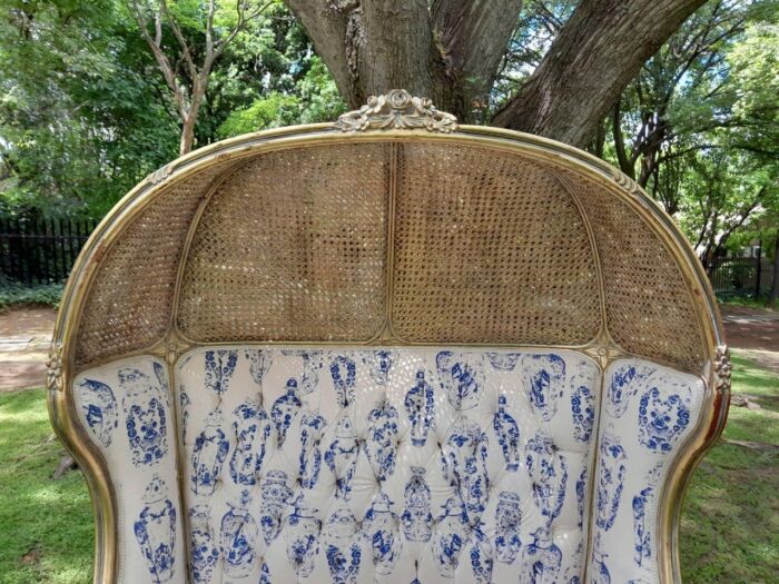 French Style Carved And Gilded Rattan & Wood Dome / Canopy Settee (Dome Modelled On The Famous Louis XV Chair) - Image 5
