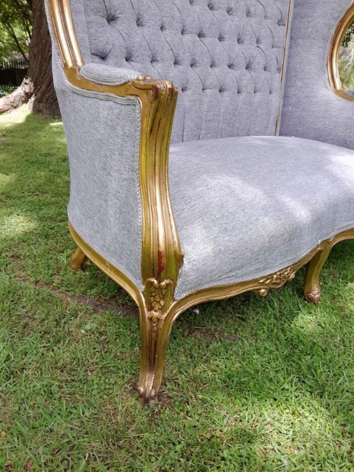 French Style Carved And Gilded Rattan & Wood Dome / Canopy Settee (Dome Modelled On The Famous Louis XV Chair) - Image 12