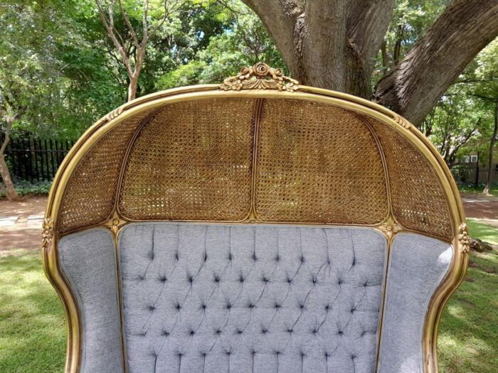 French Style Carved And Gilded Rattan & Wood Dome / Canopy Settee (Dome Modelled On The Famous Louis XV Chair) - Image 13