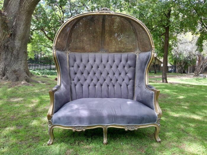 French Style Carved And Gilded Rattan & Wood Dome / Canopy Settee (Dome Modelled On The Famous Louis XV Chair) - Image 14