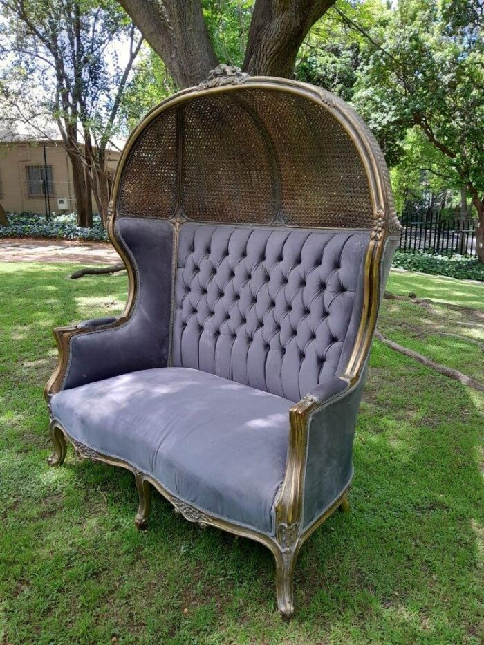 French Style Carved And Gilded Rattan & Wood Dome / Canopy Settee (Dome Modelled On The Famous Louis XV Chair) - Image 15
