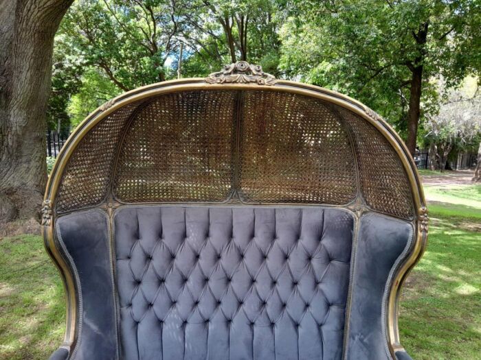 French Style Carved And Gilded Rattan & Wood Dome / Canopy Settee (Dome Modelled On The Famous Louis XV Chair) - Image 18