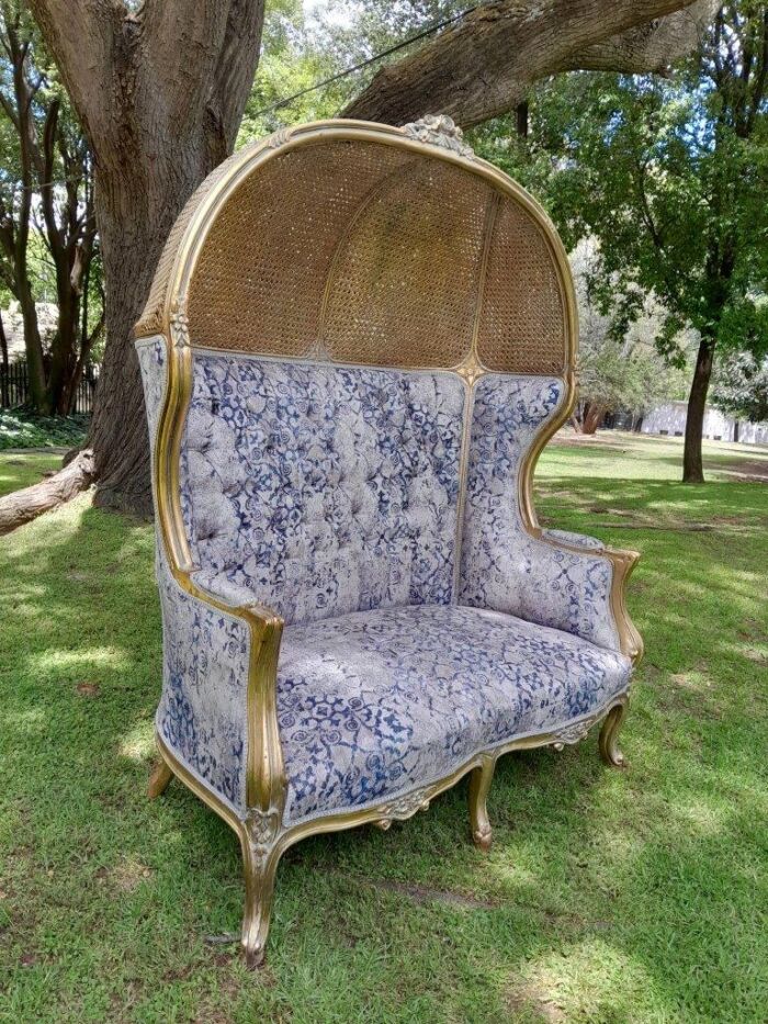 French Style Carved And Gilded Rattan & Wood Dome / Canopy Settee (Dome Modelled On The Famous Louis XV Chair) - Image 23