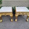 A Pair of 20th Century French Style Ornately Carved Hand Gilded Side Tables with Marble Top - Image 3