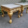 A Pair of 20th Century French Style Ornately Carved Hand Gilded Side Tables with Marble Top - Image 4