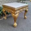 A Pair of 20th Century French Style Ornately Carved Hand Gilded Side Tables with Marble Top - Image 6