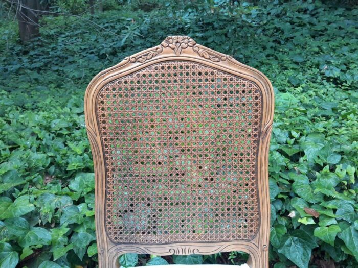 A Rare 20th Century Set Of Twelve French Colonial Style Walnut Rattan Dining Chairs - Image 10