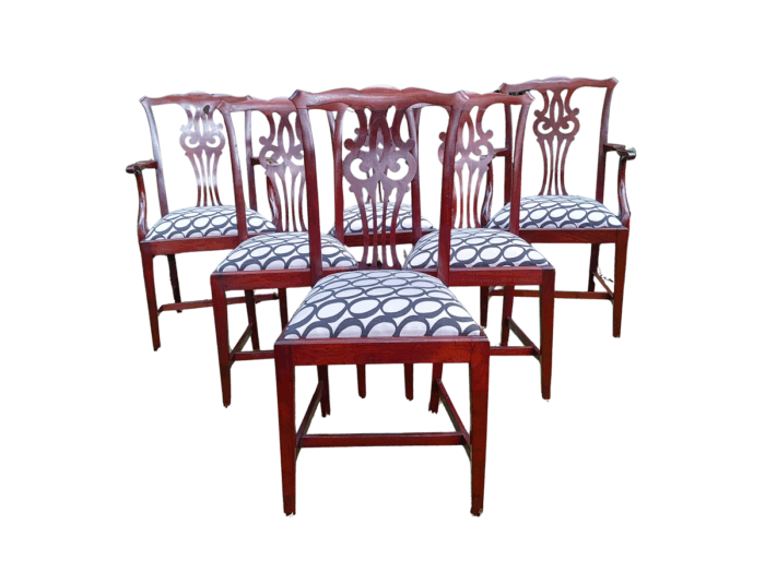 A 20th Century Set Of Six Mahogany Chippendale Style Chairs Including A Pair Of Armchairs/Carvers