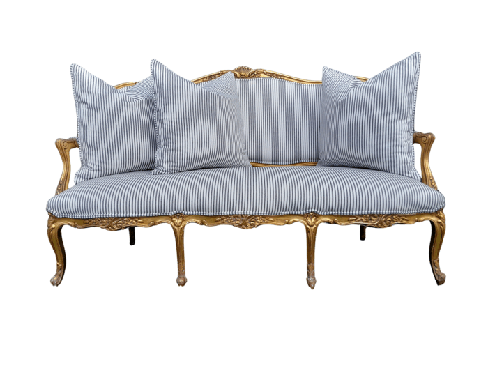 A 20th Century French Louis Xv Style Hand Gilded With Gold Leaf Settee
