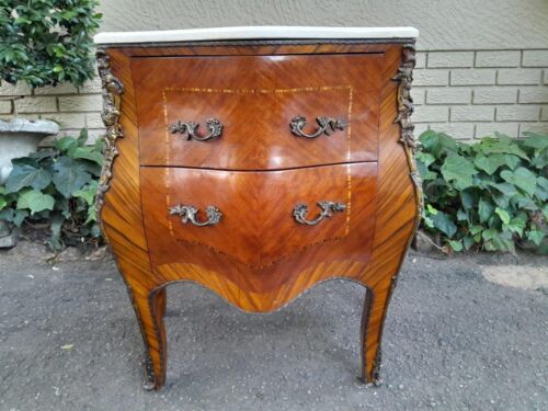 A 20th Century French Style Mahogany Bombe Chest Of Drawers With Marble Top & Ormolu Mounts