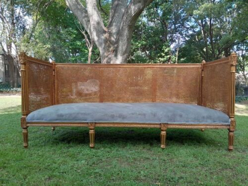 A 20th Century French Style Carved And Hand Gilded Rattan Day Bed / Settee