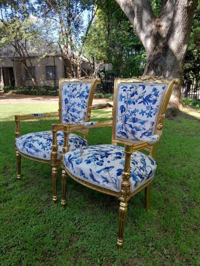 A Pair Of French Style Ornately Carved Wooden Armchairs - Image 4