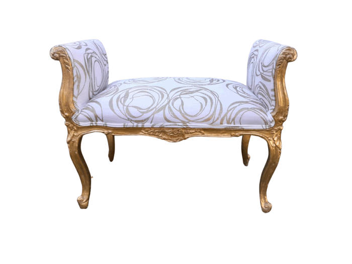 A French Style Ornately Carved Wooden Window Seat  /  Ottoman