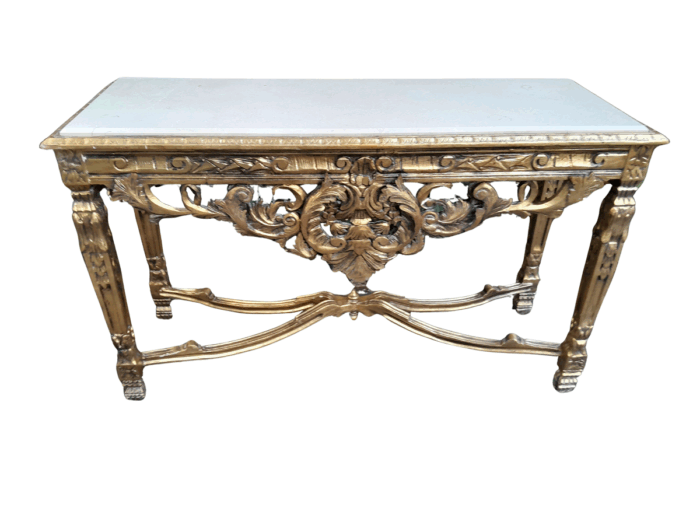 A French Style Ornately Carved Giltwood Console / Entrance Table