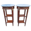 A 19th Century  Circa 1870 French (Bought In France) Antique Pair Of Empire Solid Mahogany Pedestals With Ormolu Mounts And Grey Marble Tops