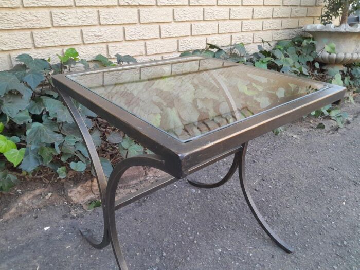 A Pair Of Contemporary Wrought Iron Glass Top Side Tables - Image 5