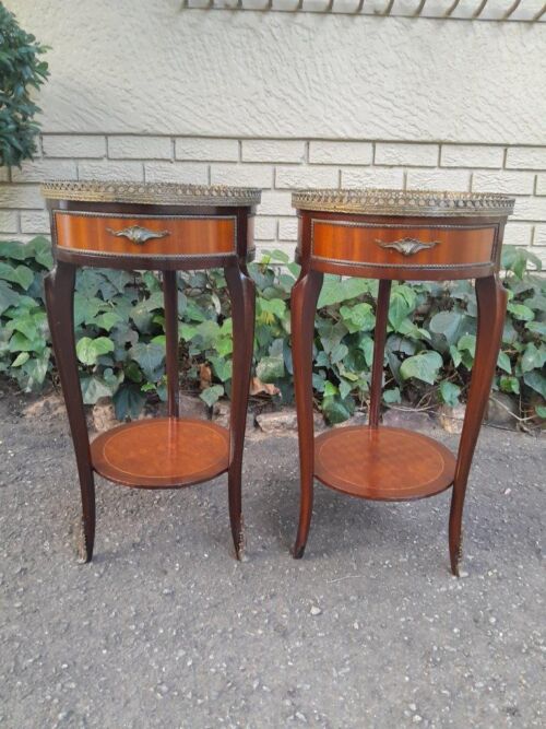 A 20th Century Pair Of French Louis Xvi Style Side Tables With Drawer And Ormolu Mounts
