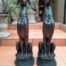 A 20th Century Pair Of Large Size Bronze And Patinated Greyhound Dogs