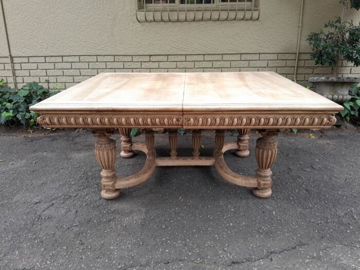 A 20th Century Heavily Carved Mahogany Dining  / Entrance Table In A Bleached Contemporary Finish - Image 12