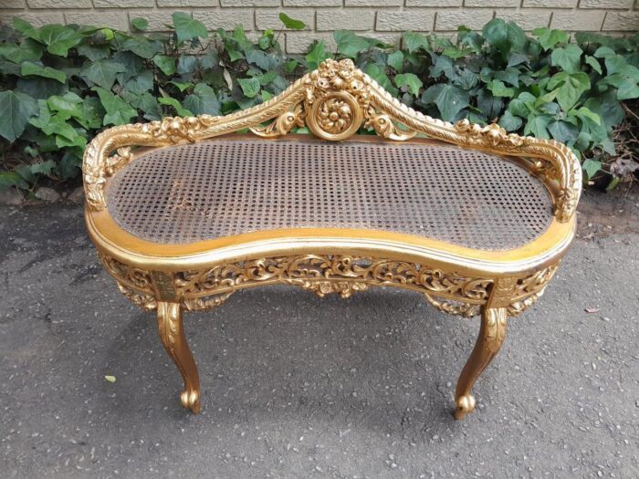 A 20th Century French Ornately Carved Giltwood And Rattan Window Seat - Image 3