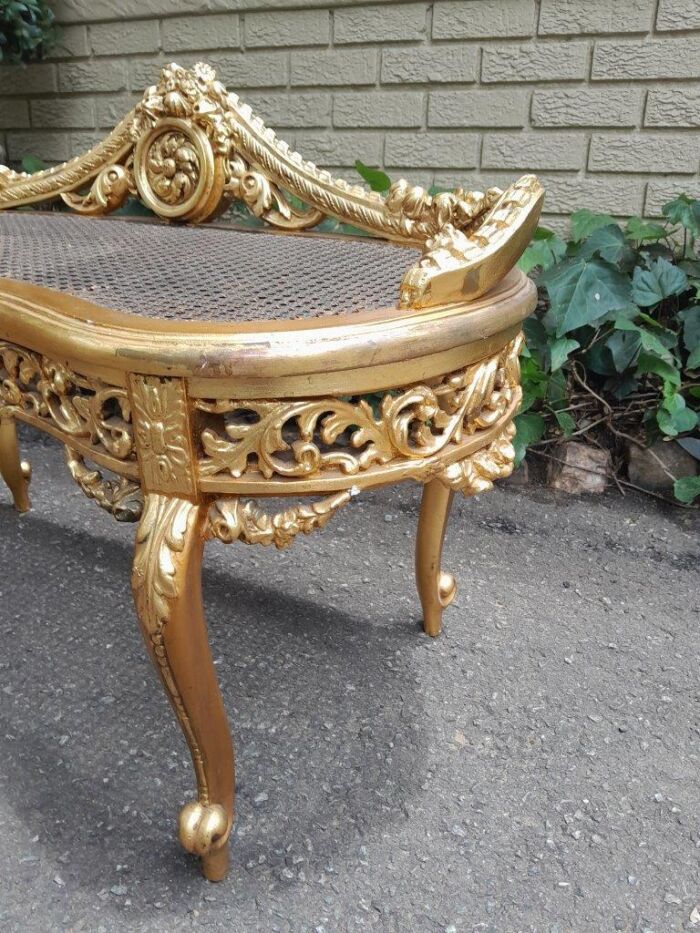 A 20th Century French Ornately Carved Giltwood And Rattan Window Seat - Image 5