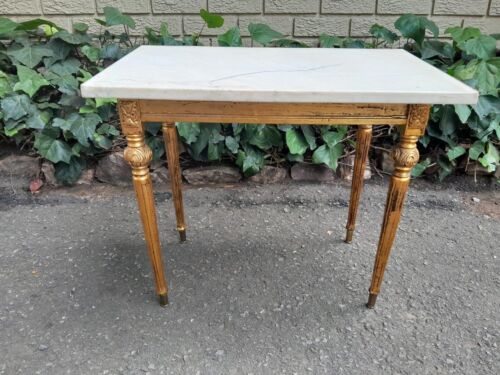 A 20th Century Giltwood Table With Marble Top Dimensions On Turned Tapering