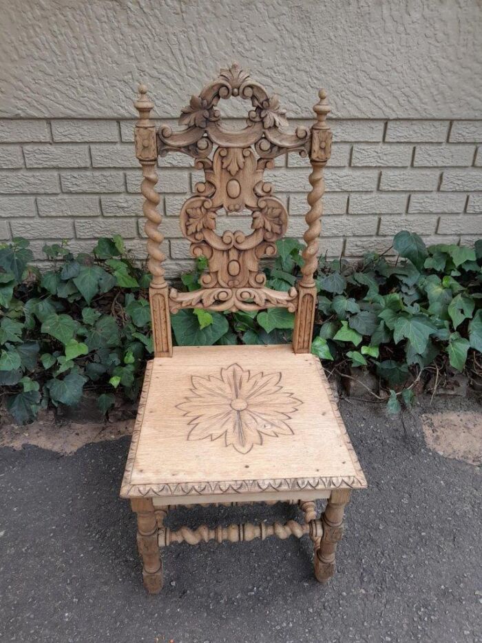 An Antique 19th Century Heavily Carved and in a Contemporary Bleached Finish - Image 2