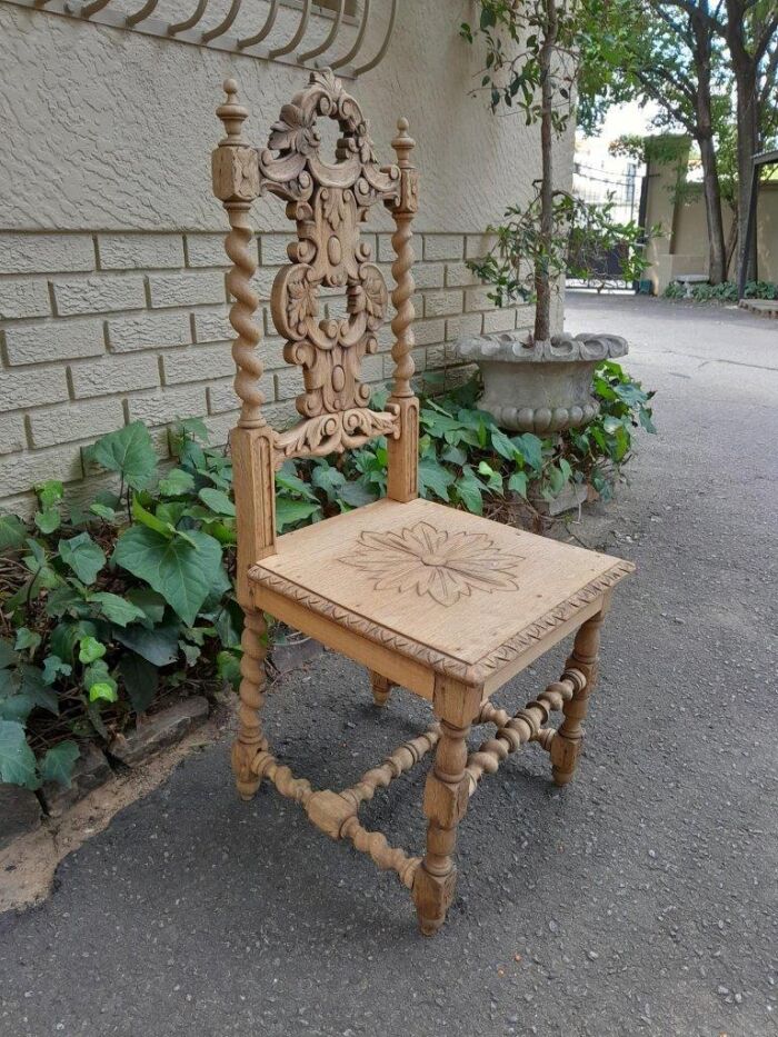 An Antique 19th Century Heavily Carved and in a Contemporary Bleached Finish - Image 4