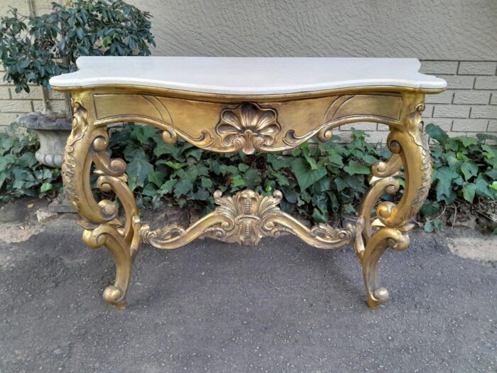A Gilded Console Table with Marble Top - Image 2