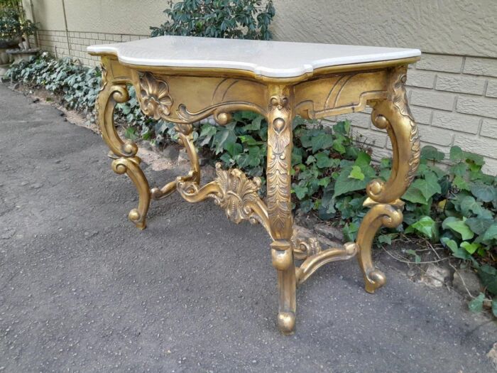 A Gilded Console Table with Marble Top - Image 3