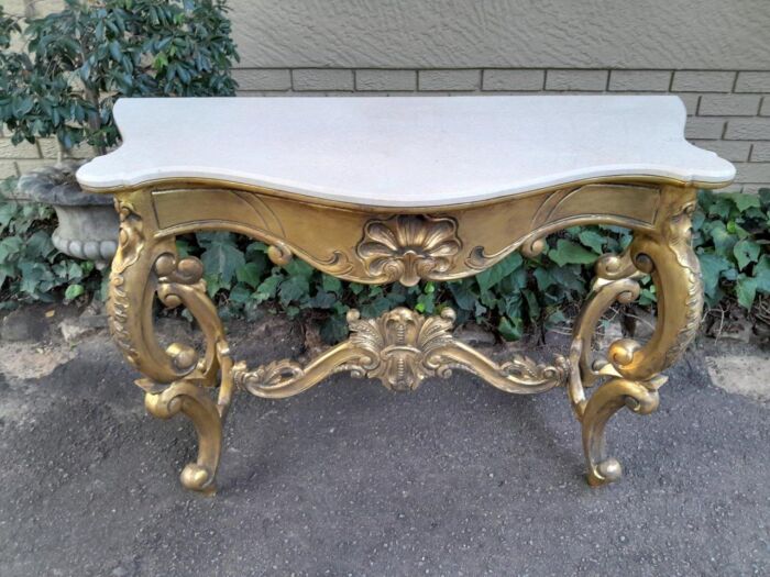 A Gilded Console Table with Marble Top - Image 4
