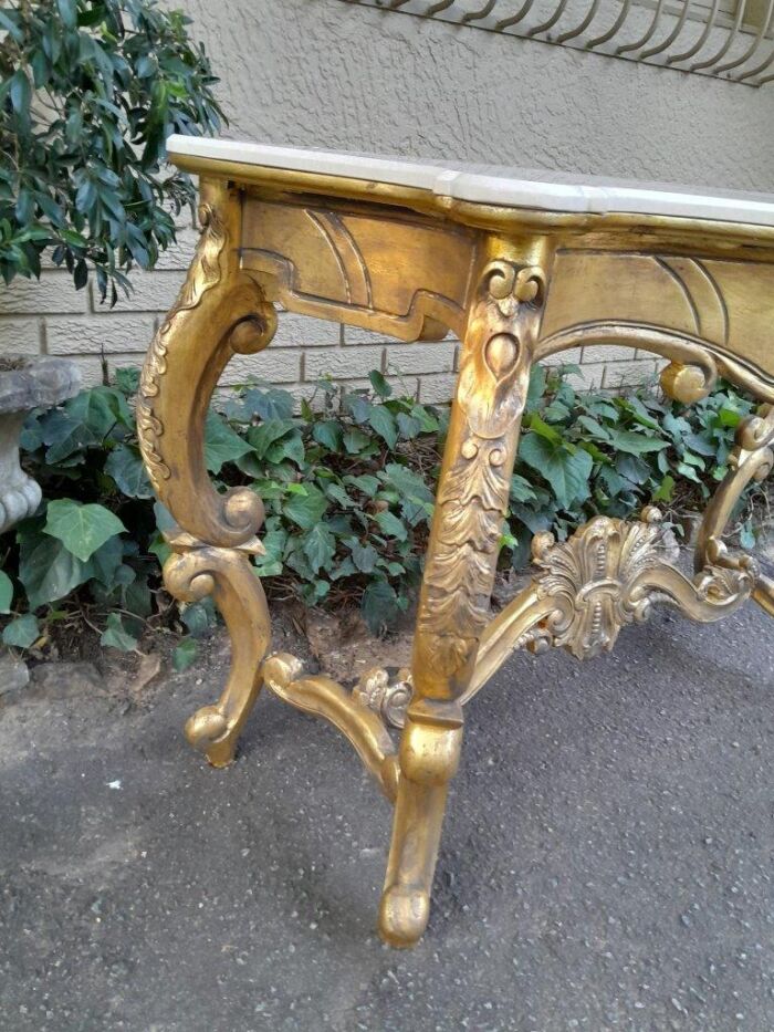A Gilded Console Table with Marble Top - Image 5