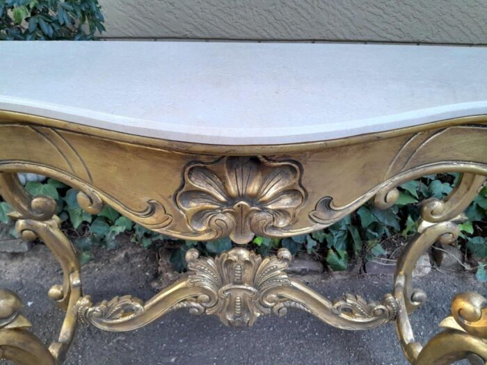 A Gilded Console Table with Marble Top - Image 7
