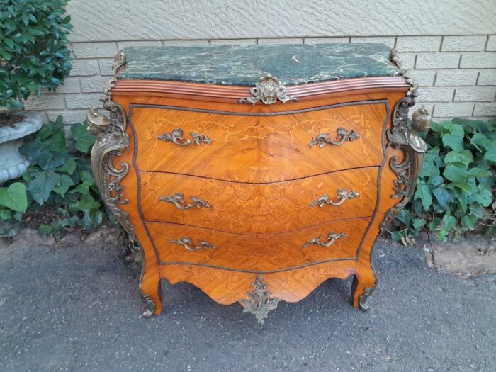 A 20th Century French Style Bombe Chest Of Drawers With Marble Top And Gilt Mounts - Image 2