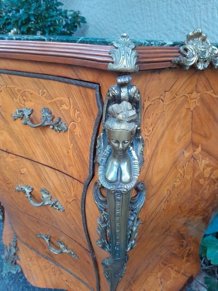 A 20th Century French Style Bombe Chest Of Drawers With Marble Top And Gilt Mounts - Image 6