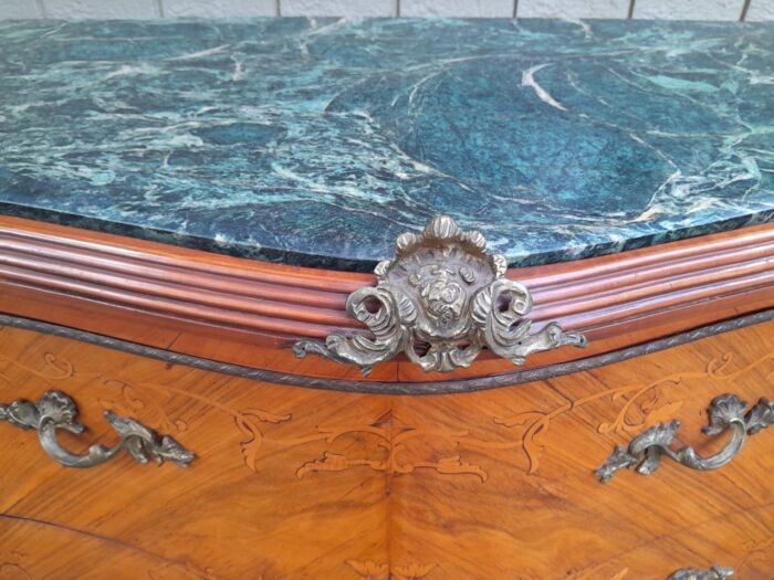 A 20th Century French Style Bombe Chest Of Drawers With Marble Top And Gilt Mounts - Image 8