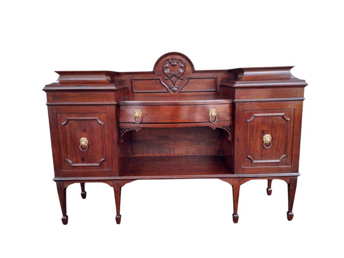 A 19th Century Mahogany Sideboard with Brass Gallery Rail and Brass Handles