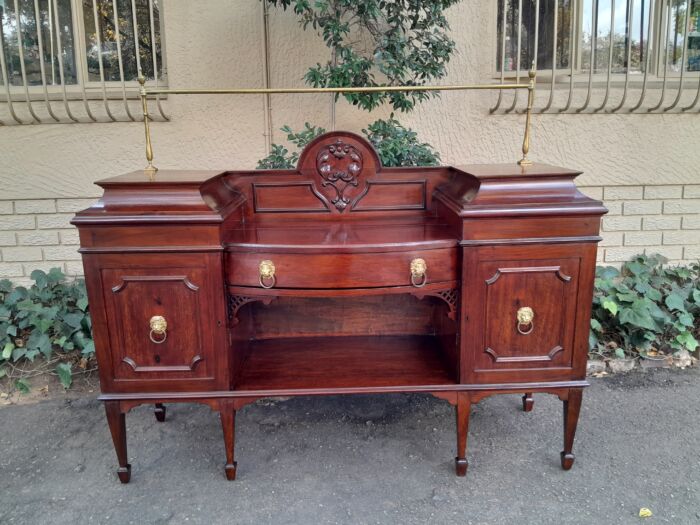 A 19th Century Mahogany Sideboard with Brass Gallery Rail and Brass Handles - Image 3