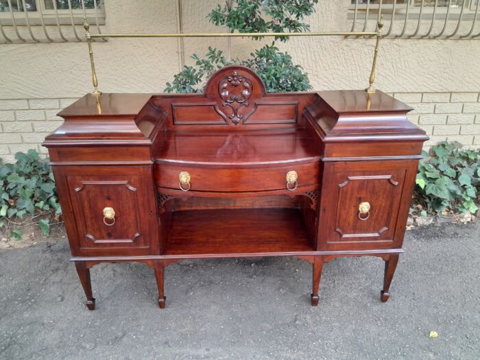 A 19th Century Mahogany Sideboard with Brass Gallery Rail and Brass Handles - Image 4