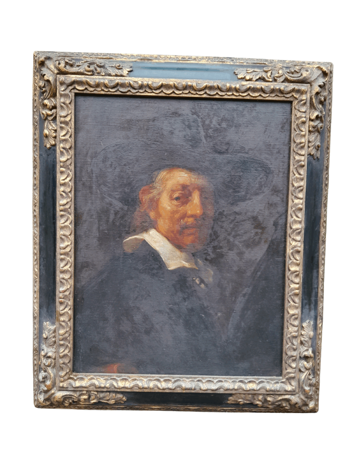 A 19TH Century / Early 20th Century Circa 1874/1935 Portrait Of A Man After Rembrandt Oil On Canvas Mounted on Board Carl Faust with Signature